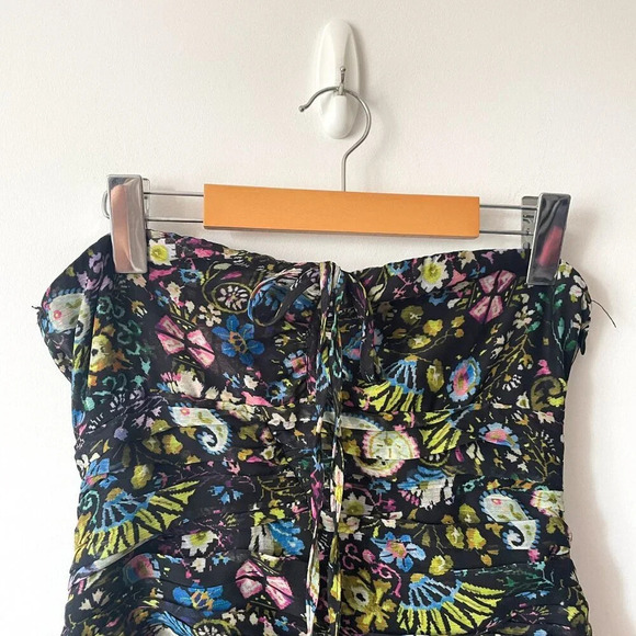Zara Draped Floral Halter Mini Dress Size Medium - Picture 7 of 11